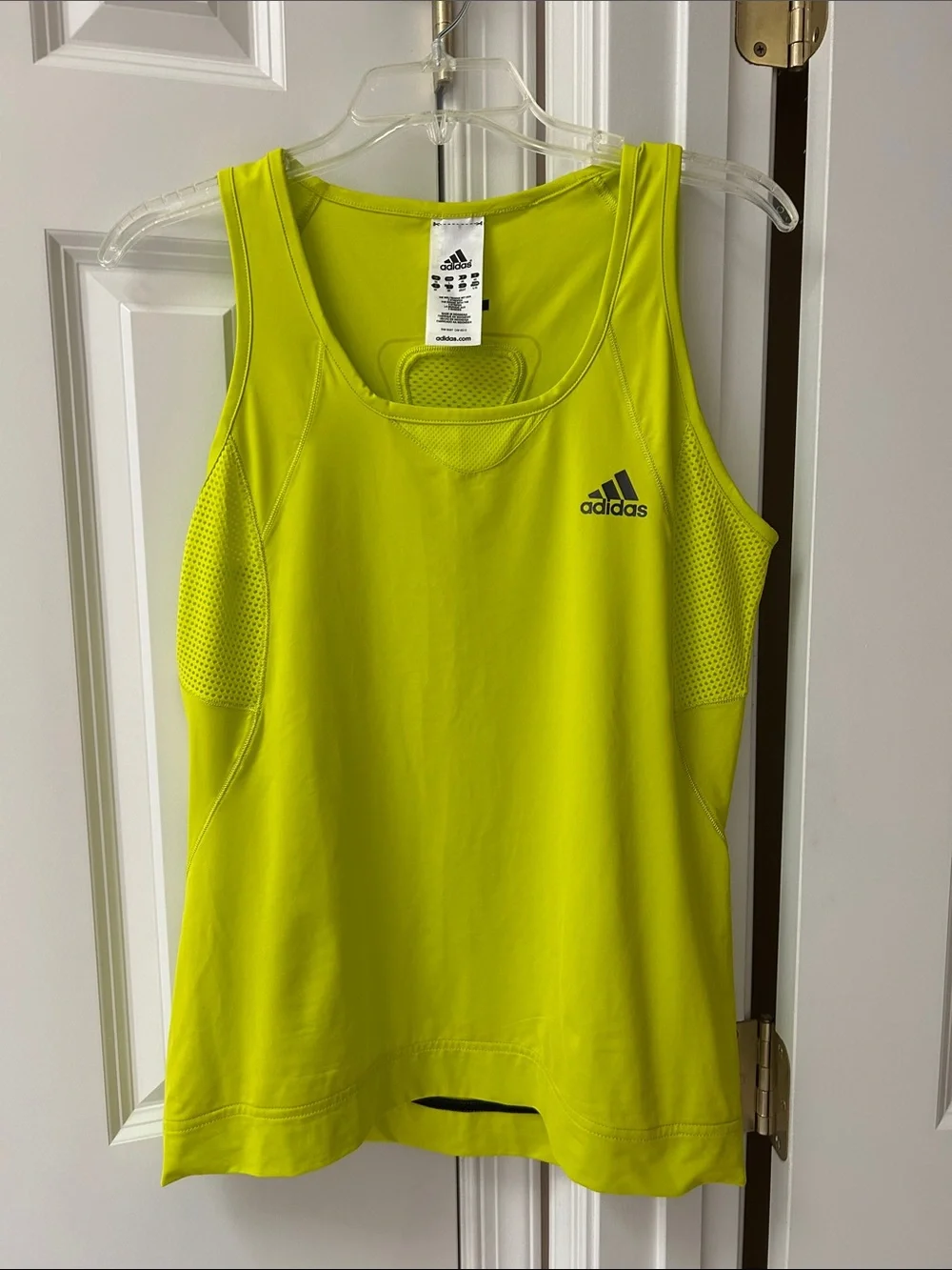 adidas Neon Yellow Athletic Tank Top with Mesh Panels